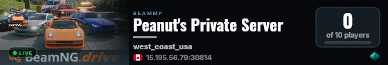 Peanut's Private Server live status badge