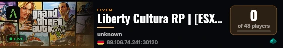 Liberty Cultura RP | [ESX Legacy] live status badge