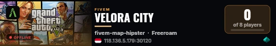 VELORA CITY live status badge