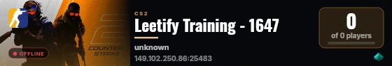 Leetify Training - 1647 live status badge
