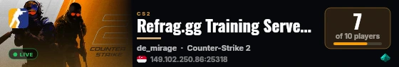 Refrag.gg Training Server (Player) live status badge