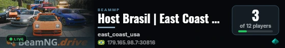 Host Brasil | East Coast USA live status badge