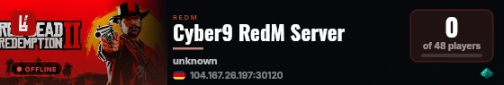 Cyber9 RedM Server live status badge
