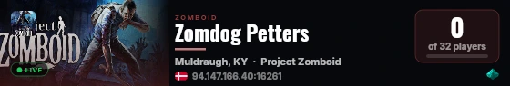 Zomdog Petters live status badge