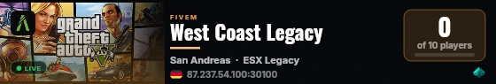 West Coast Legacy live status badge
