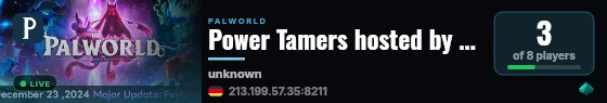 Power Tamers hosted by G-Portal live status badge
