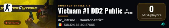 Vietnam #1 DD2 Public .:DEATHMATCH:. 24/7 live status badge