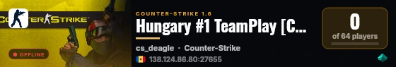 Hungary #1 TeamPlay [CS:DM+VIP+COD:WAR] live status badge