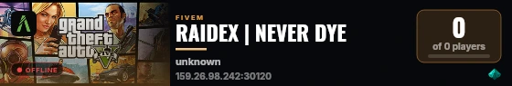 RAIDEX | NEVER DYE live status badge