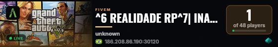 ^6 REALIDADE RP^7| INAUGUROU HOJE🌈 https://discord.gg/rjTXg9Fees live status badge