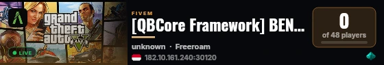 [QBCore Framework] BENN LOCAL SERVER live status badge