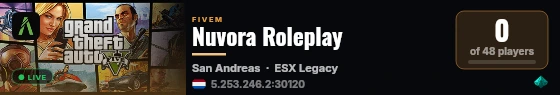 Nuvora Roleplay live status badge