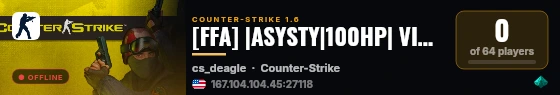 [FFA] |ASYSTY|100HP| VIP STEAM CsOpole.eu live status badge