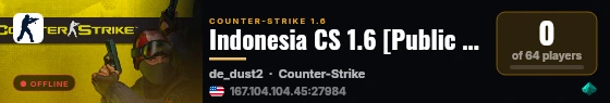 Indonesia CS 1.6 [Public CS 1.6] DD2 Public + Inferno live status badge