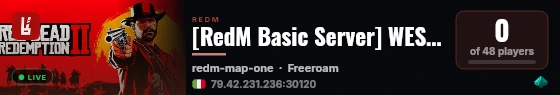 [RedM Basic Server] WEST WEST LANDS live status badge