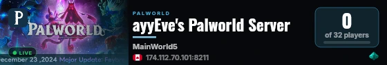 ayyEve's Palworld Server live status badge