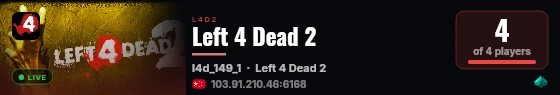 Left 4 Dead 2 live status badge
