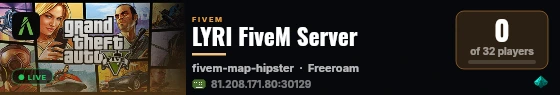 LYRI FiveM Server live status badge