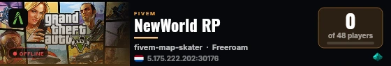 NewWorld RP live status badge
