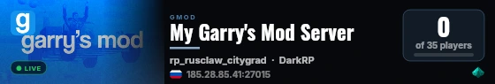 My Garry's Mod Server live status badge