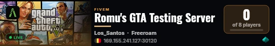 Romu's GTA Testing Server live status badge