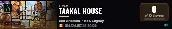TAAKAL HOUSE live status badge
