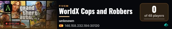 WorldX Cops and Robbers live status badge