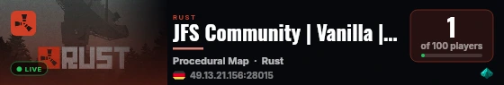 JFS Community | Vanilla | Weekly Wipe | EU live status badge