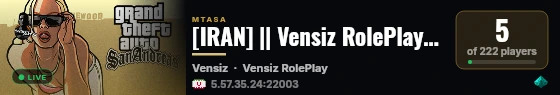 [IRAN] || Vensiz RolePlay || [Iranian RolePlay Server] live status badge