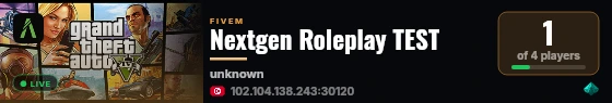 Nextgen Roleplay TEST live status badge