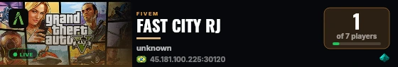 FAST CITY RJ live status badge