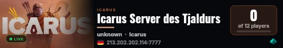 Icarus Server des Tjaldurs live status badge