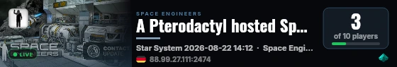 A Pterodactyl hosted Space Engineer Server live status badge