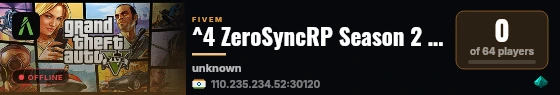 ^4 ZeroSyncRP Season 2 ^0 | ^4 Allowlisted ^0 live status badge