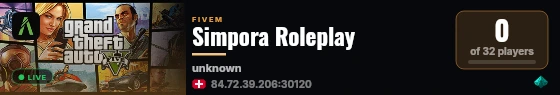 Simpora Roleplay live status badge