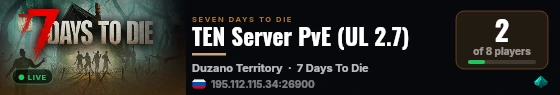 TEN Server PvE (UL 2.7) live status badge