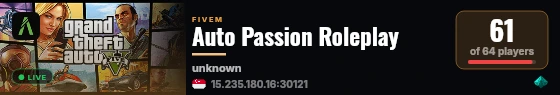 Auto Passion Roleplay live status badge