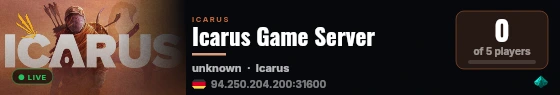 Icarus Game Server live status badge