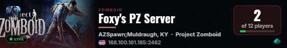 Foxy's PZ Server live status badge