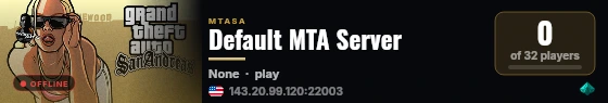 Default MTA Server live status badge