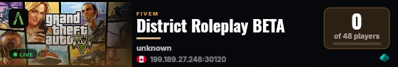 District Roleplay BETA live status badge