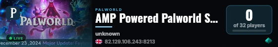 AMP Powered Palworld Server live status badge