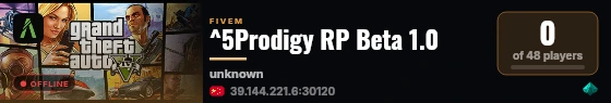 ^5Prodigy RP Beta 1.0 live status badge