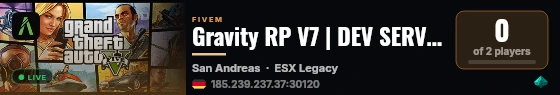 Gravity RP V7 | DEV SERVER live status badge