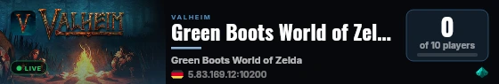 Green Boots World of Zelda live status badge