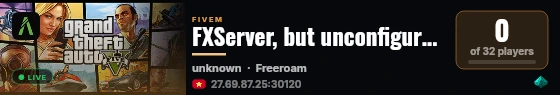 FXServer, but unconfigured live status badge