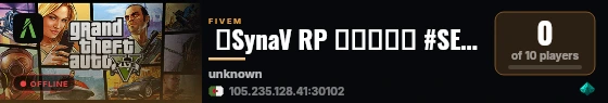  🐬SynaV RP ▬▬▬↭🡺 #SERVEUR↭FUN ROLEPLAY🡸↭▬▬▬ 🐬 live status badge