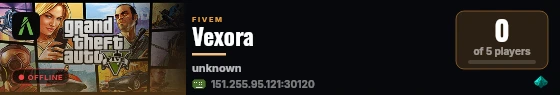 Vexora live status badge