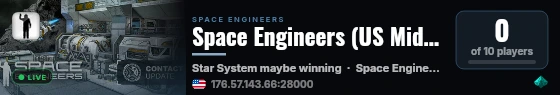 Space Engineers (US Mid) Server by g-portal.com live status badge