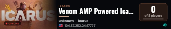 Venom AMP Powered Icarus Server live status badge